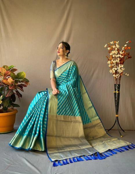 Maithila kanchipuram silk saree with zari woven work