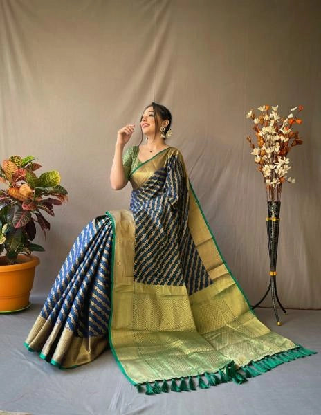 Maithila kanchipuram silk saree with zari woven work