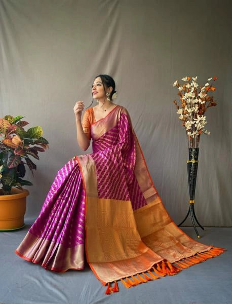 Maithila kanchipuram silk saree with zari woven work