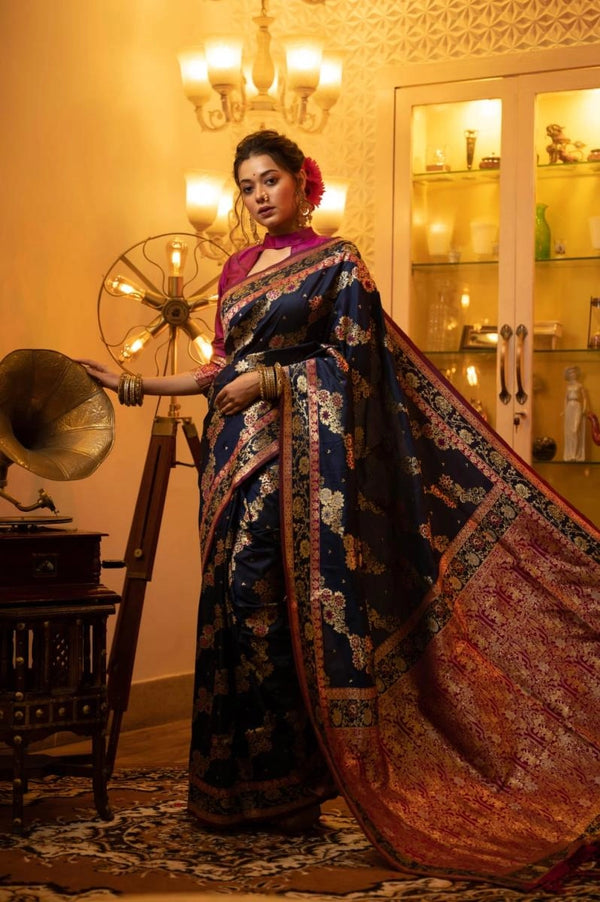Pavi banarasi silk saree with zari weaving work