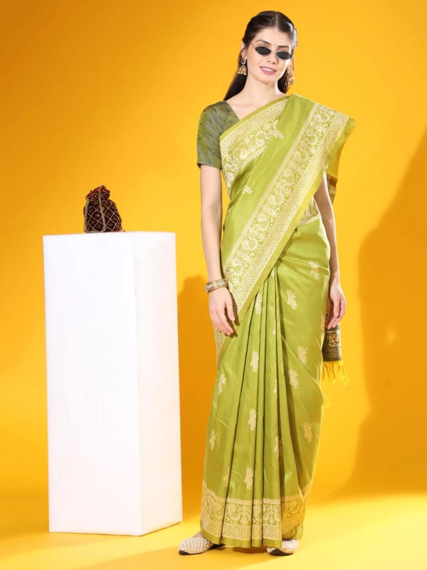 Asanaa soft raw silk saree with woven design