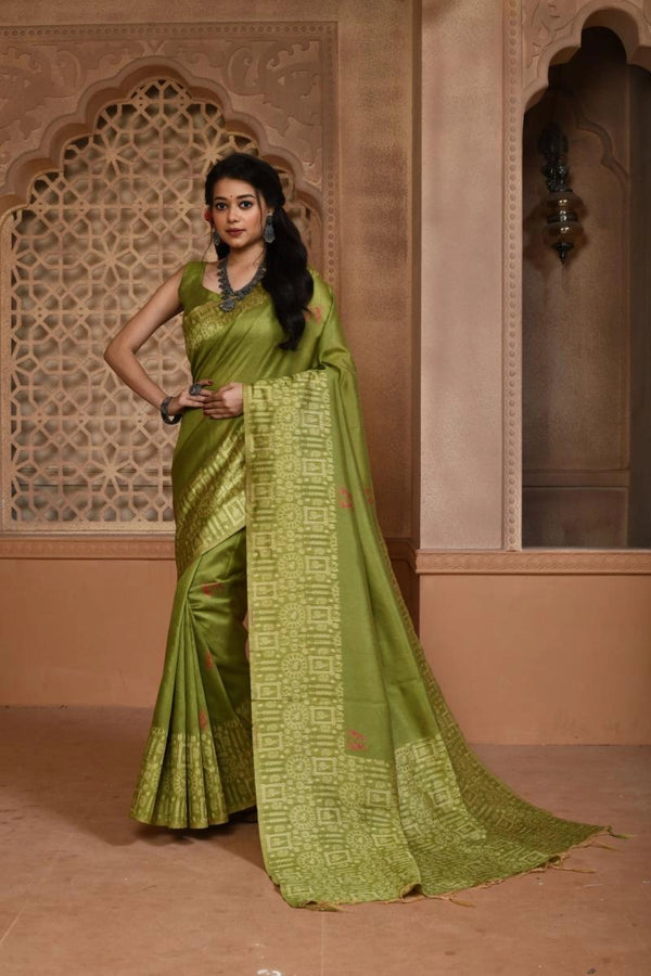 Kalavatia handloom raw silk saree with woven design