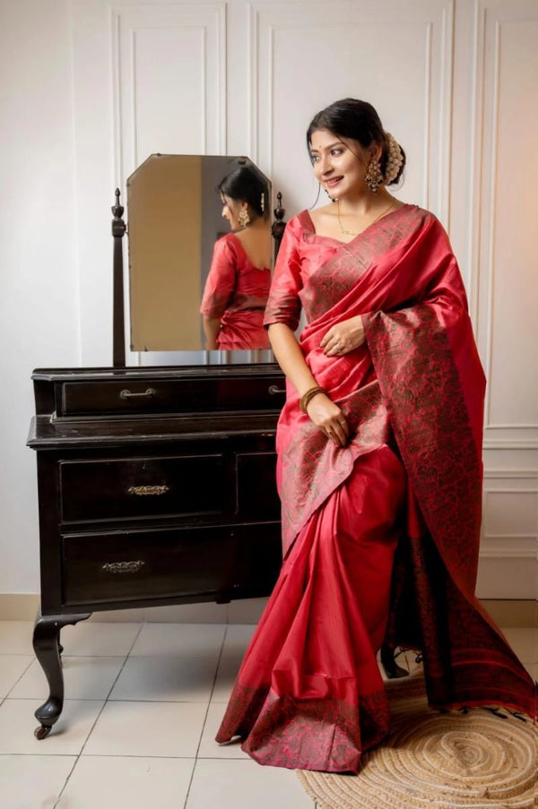 Kranti handloom raw silk saree with woven design