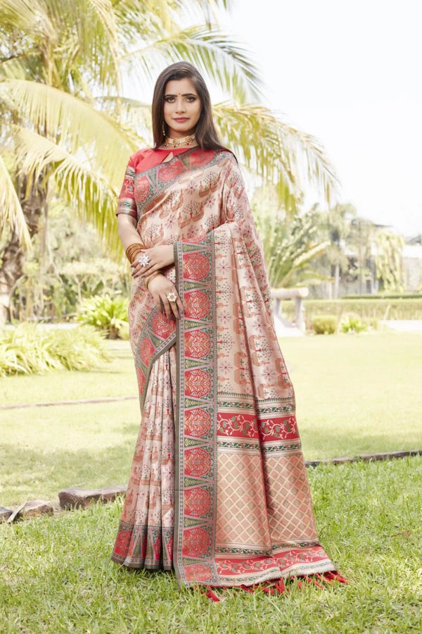 Pipita zari weaving pink color rich kanjivaram silk saree