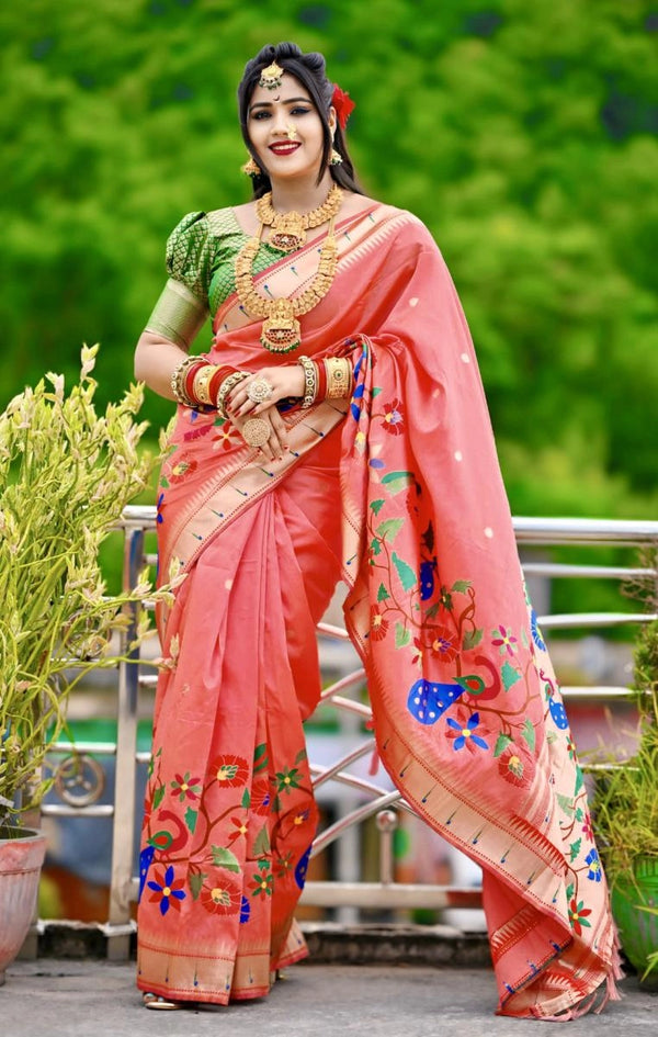 Swayamwar paithani silk saree with zari weaving work