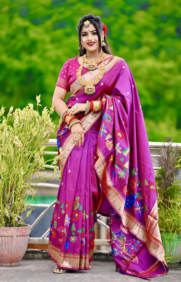 Swayamwar paithani silk saree with zari weaving work