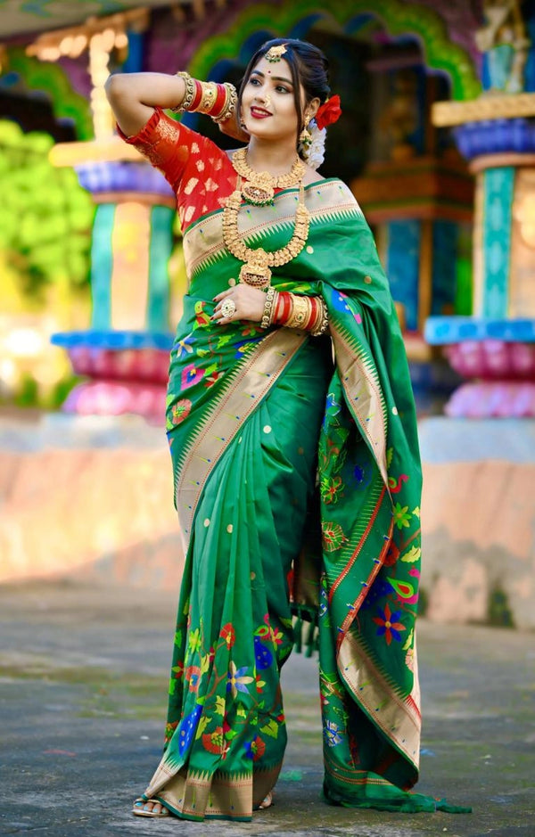 Swayamwar paithani silk saree with zari weaving work