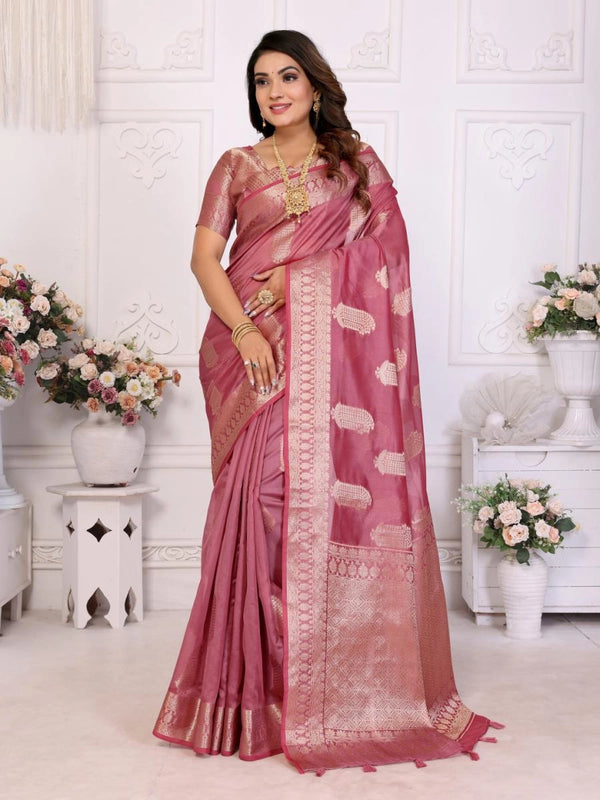 Vanshika organza silk banarasi saree with zari weaving work
