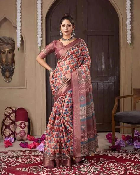 Eswari Multi digital printed erode cotton saree