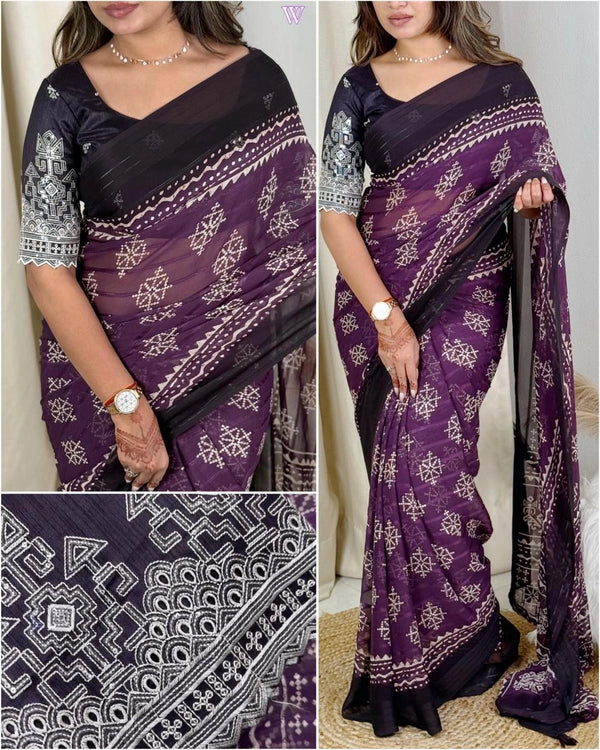 Luxurious Pure Heavy Georgette Saree