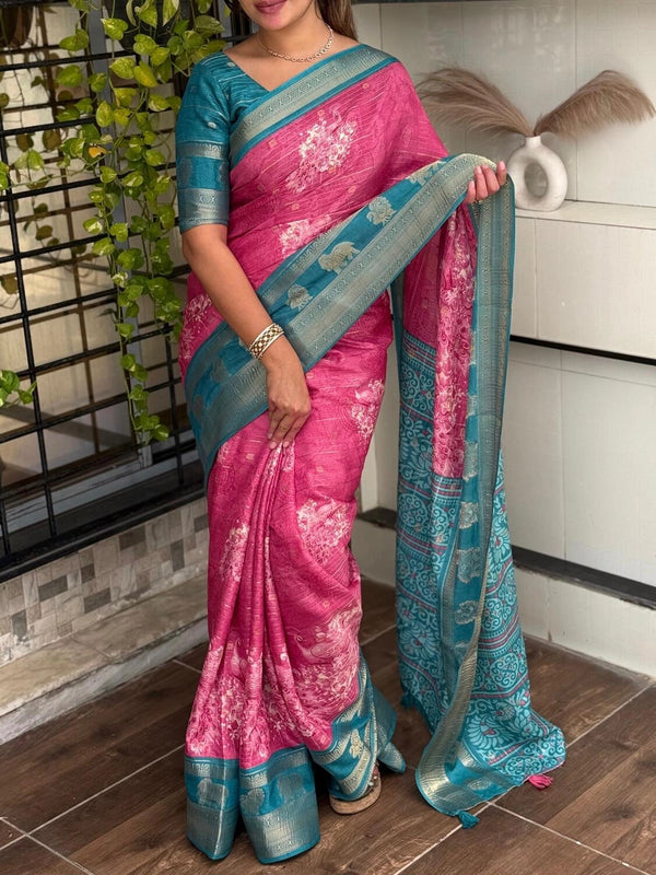 Tussar Cotton Jacquard Saree