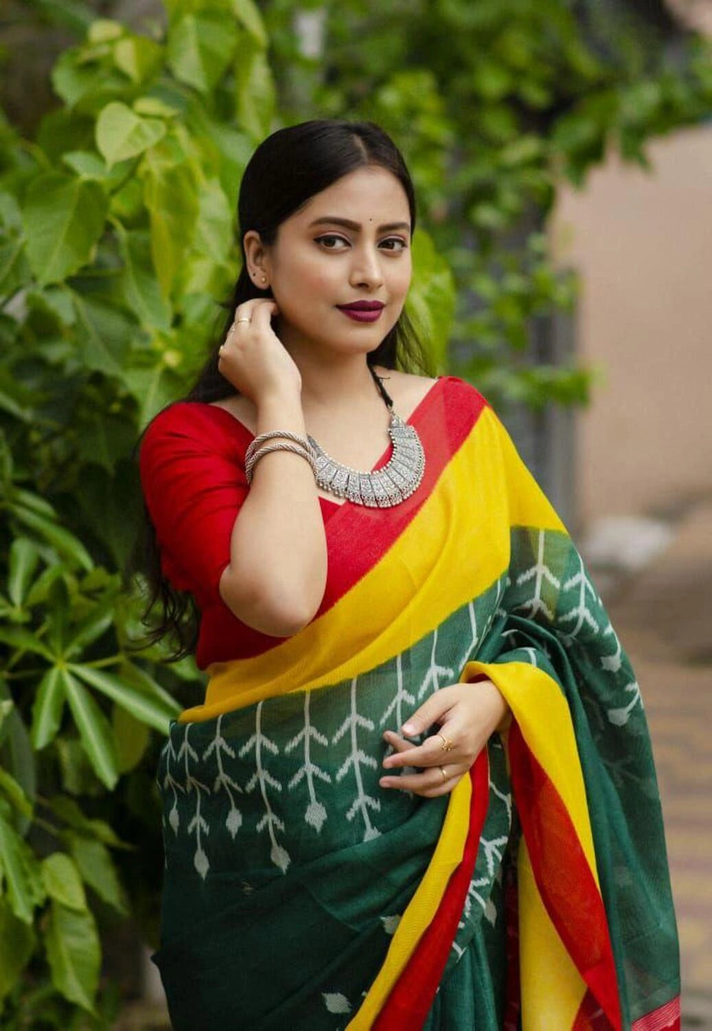Multi soft linen cotton saree with digital printed work