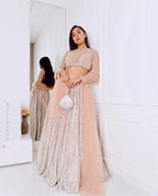 Luxury Satin Silk Lehenga with Sequins Embroidery & Net Dupatta