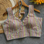 Sea green fox georgette fancy readymade blouse with embroidery work