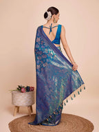 Golden & copper zari weaving with firoji color soft silk banarasi saree