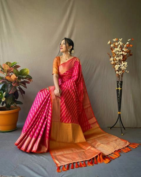 Maithila kanchipuram silk saree with zari woven work