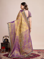 Beige kanjivaram silk saree with zari weaving work