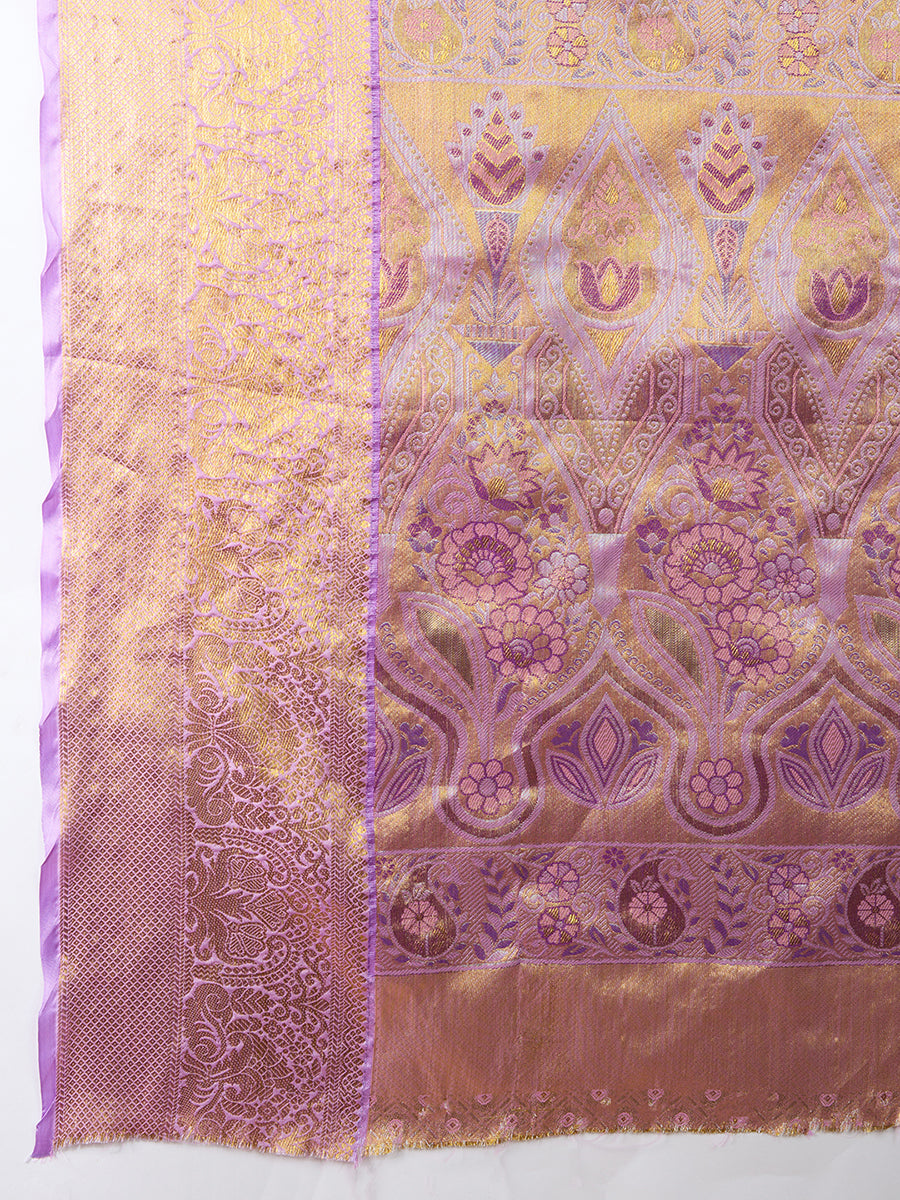 Light lavender kanjivaram silk saree with zari weaving work