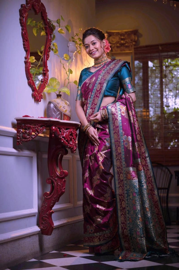 Pavi banarasi silk saree with zari weaving work