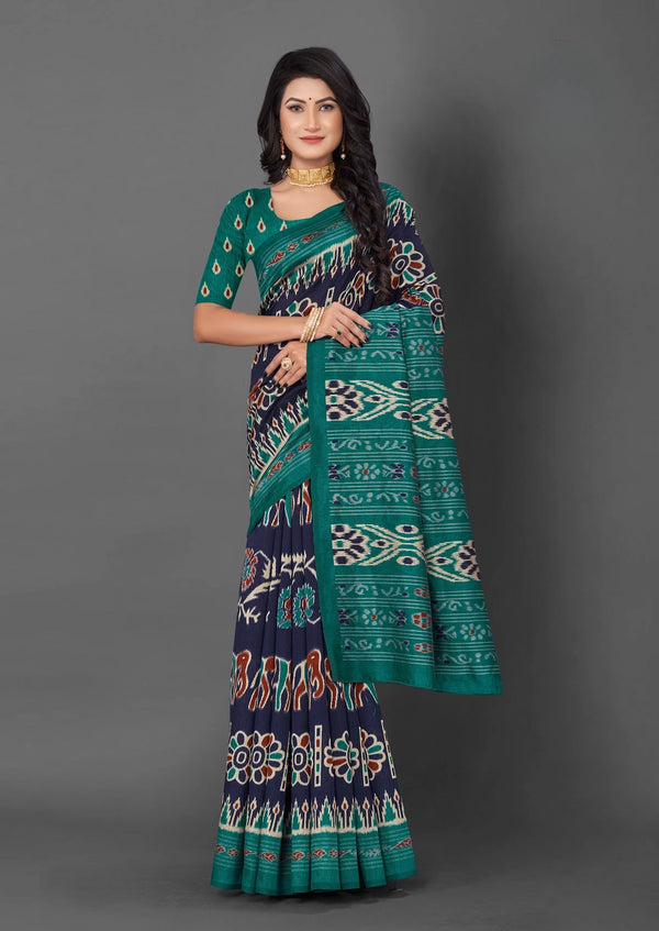 BHAGALPURI IKKAT PRINT SAREE