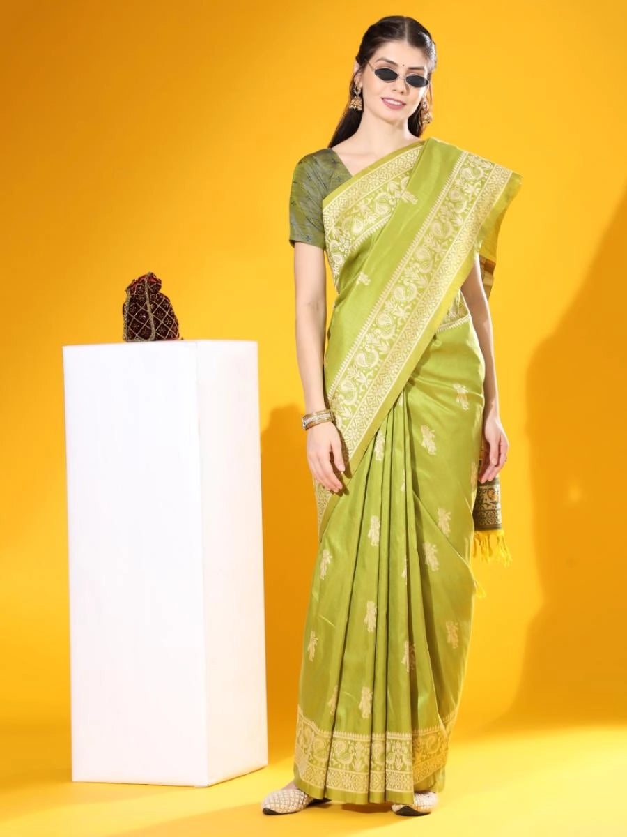Asanaa soft raw silk saree with woven design