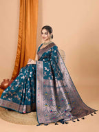Morpeach premium banarasi silk saree with meenakari zari weaving work