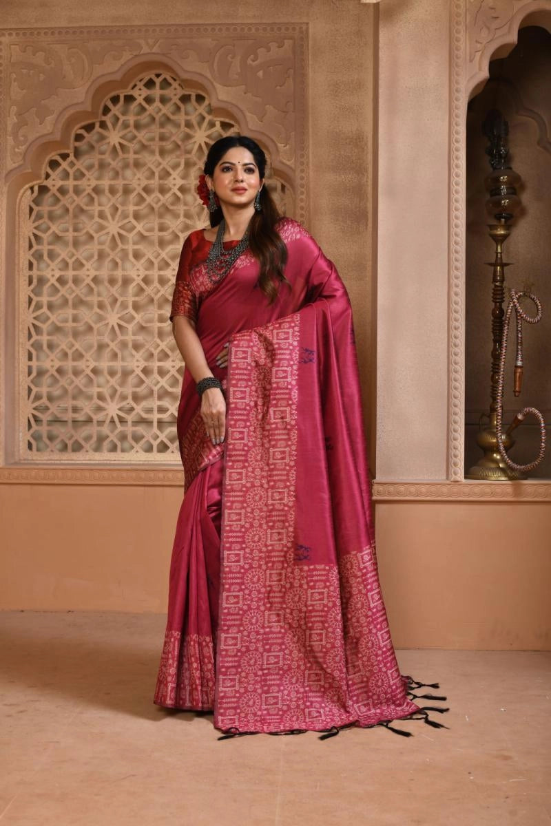 Kalavatia handloom raw silk saree with woven design