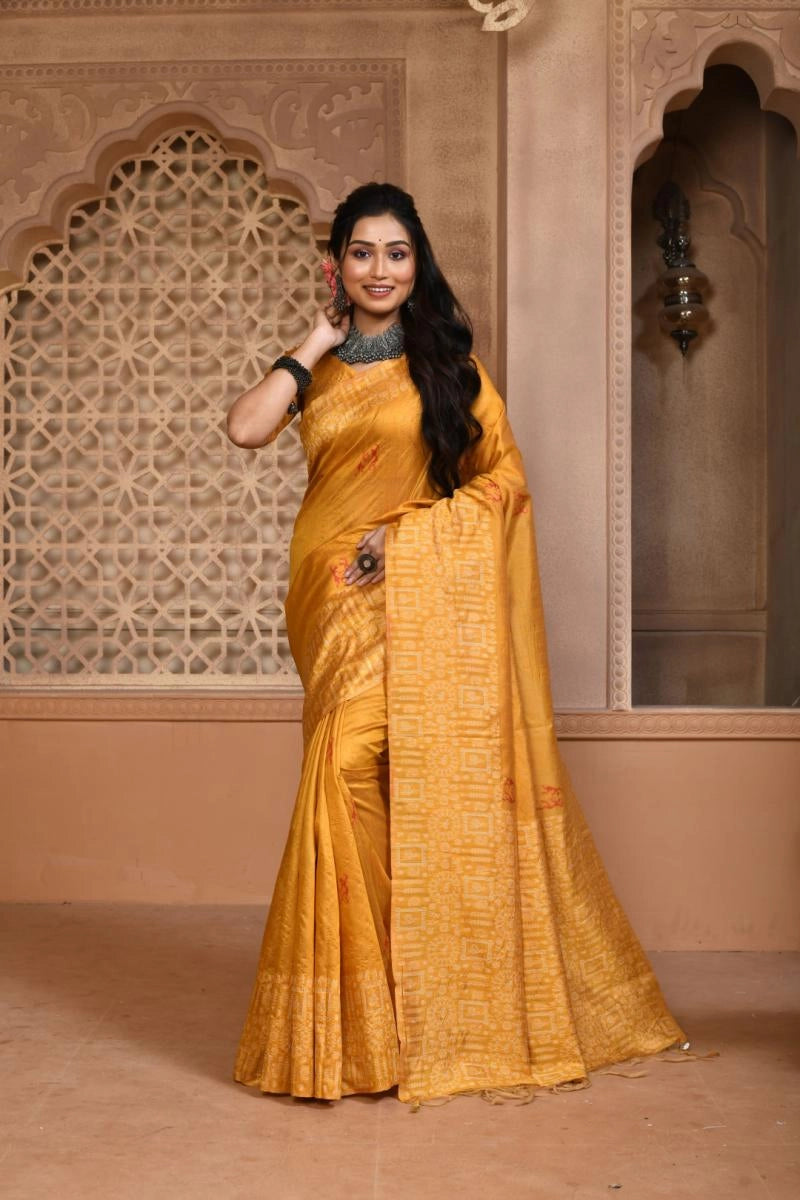 Kalavatia handloom raw silk saree with woven design