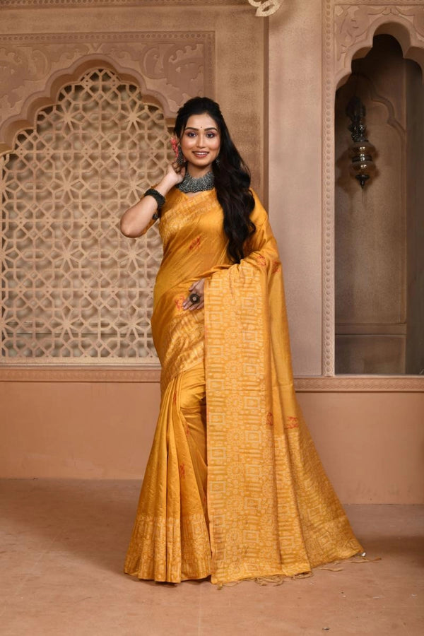 Kalavatia handloom raw silk saree with woven design
