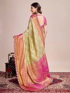 Pista green kanjivaram silk saree with zari weaving work
