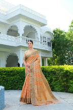Rangkat organza silk saree with zari weaving work