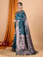 Morpeach premium banarasi silk saree with meenakari zari weaving work