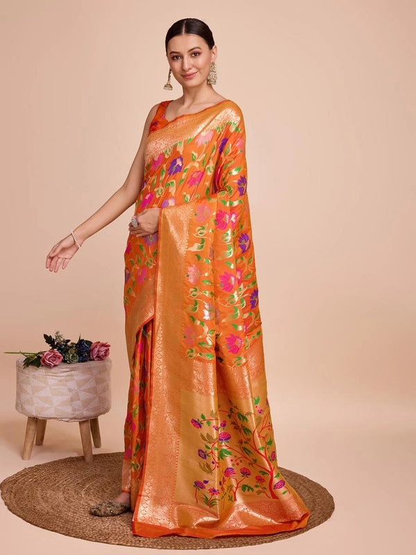 Kasurita Paithani Silk Saree With Zari Weaving Work