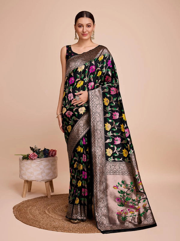 Kasurita Paithani Silk Saree With Zari Weaving Work