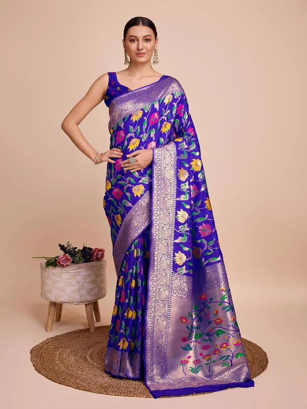 Kasurita Paithani Silk Saree With Zari Weaving Work
