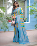 Mirana Kanjivaram pattu silk saree multi color with zari weaving rich pallu & border