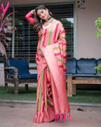 Mirana Kanjivaram pattu silk saree multi color with zari weaving rich pallu & border