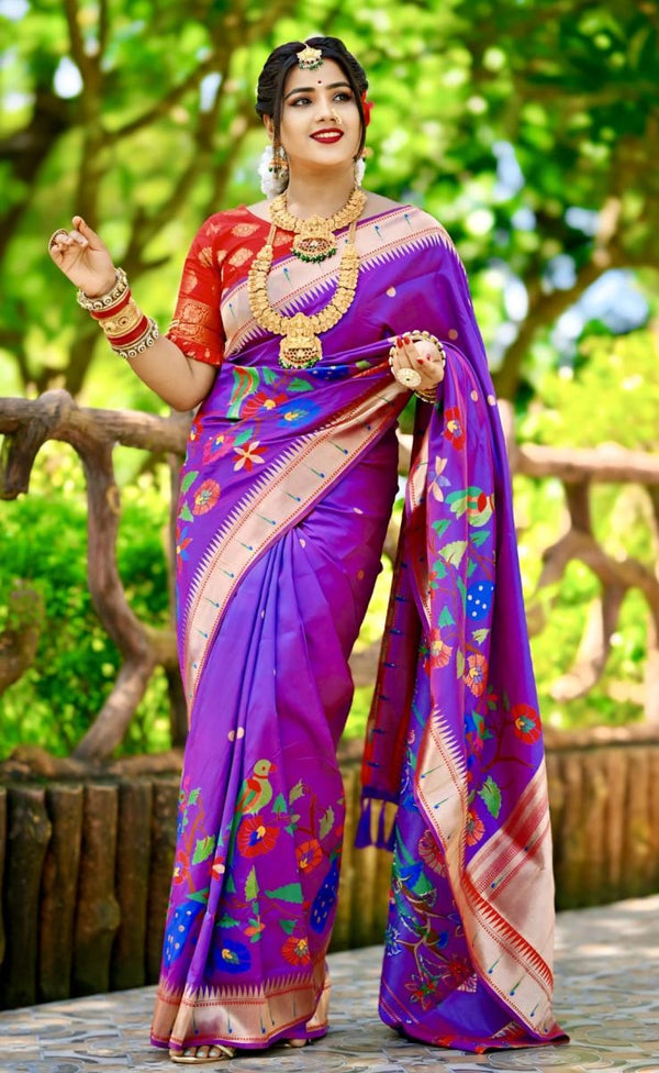 Swayamwar paithani silk saree with zari weaving work