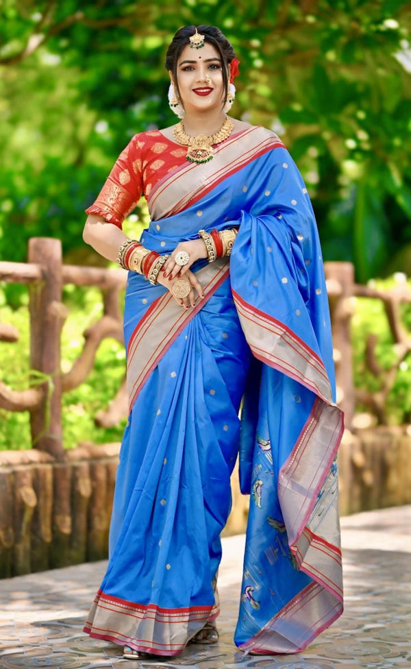 Harshani Violet paithani silk saree with zari weaving work
