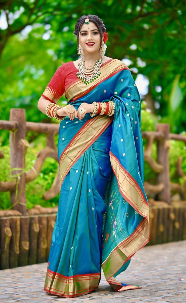 Harshani Violet paithani silk saree with zari weaving work