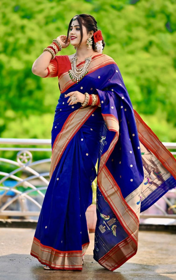 Harshani Violet paithani silk saree with zari weaving work