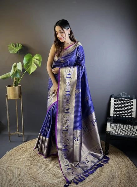Tiranshika kanchipuram silk saree with golden zari weaving work