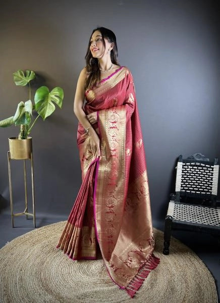 Tiranshika kanchipuram silk saree with golden zari weaving work