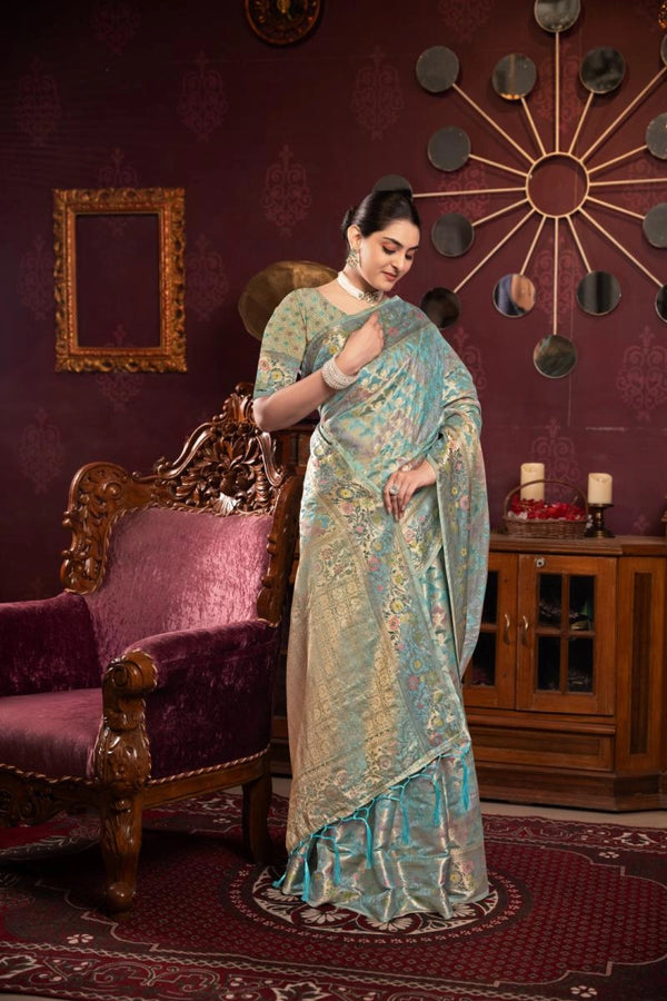 Rionaa organza silk saree with zari weaving work