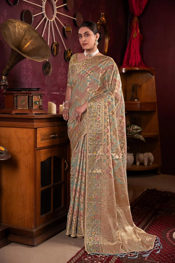 Rionaa organza silk saree with zari weaving work