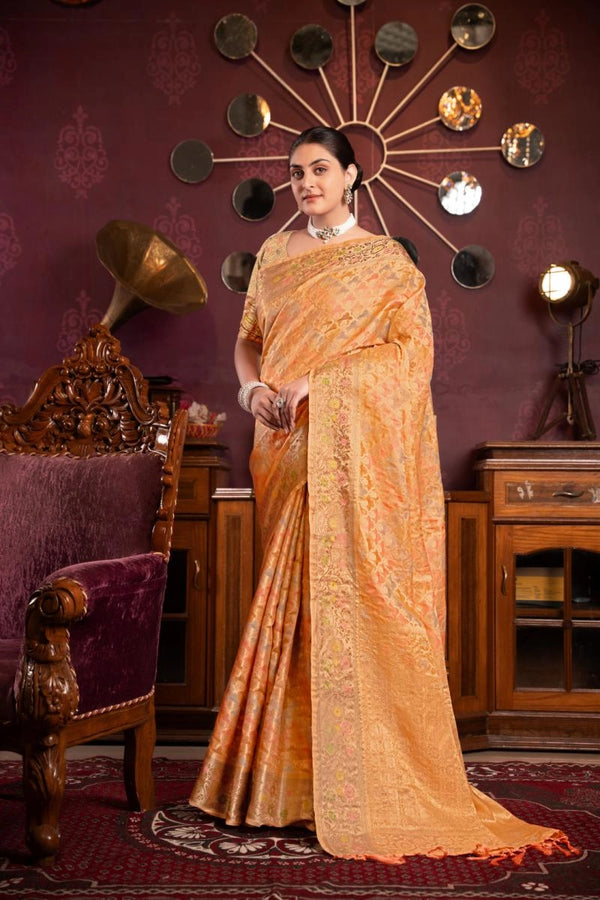 Rionaa organza silk saree with zari weaving work