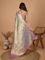 Green kanjivaram silk saree with zari weaving work