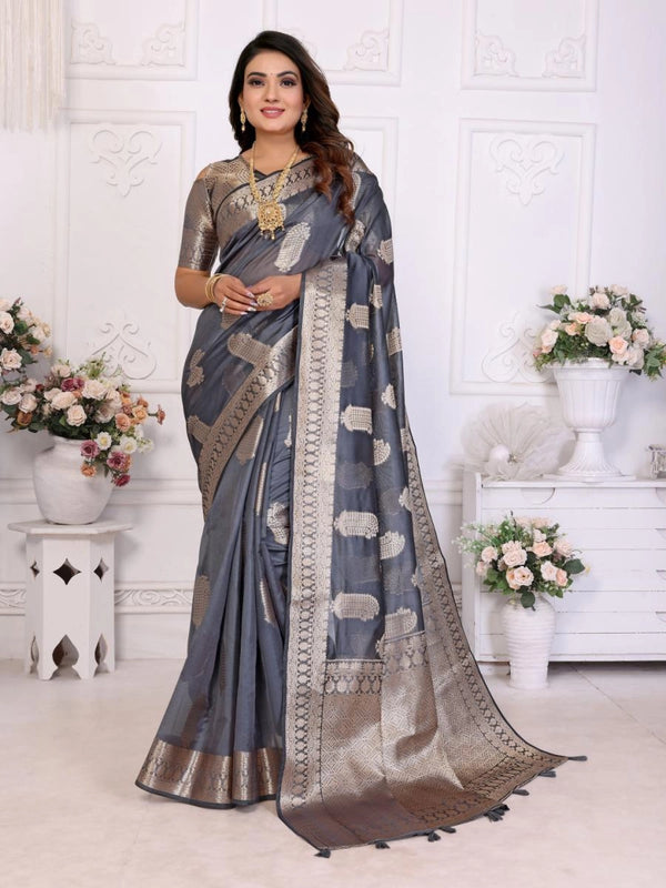 Vanshika organza silk banarasi saree with zari weaving work