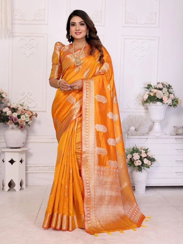 Vanshika organza silk banarasi saree with zari weaving work