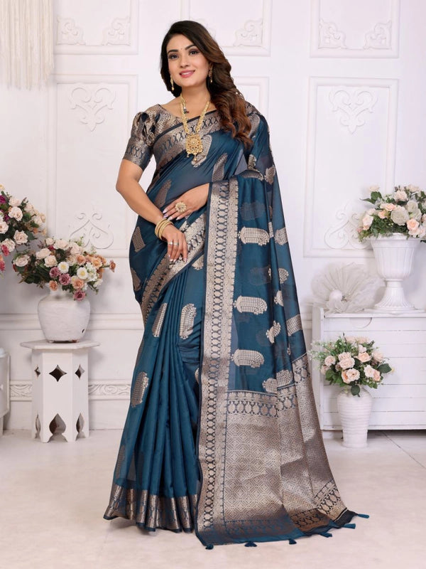 Vanshika organza silk banarasi saree with zari weaving work